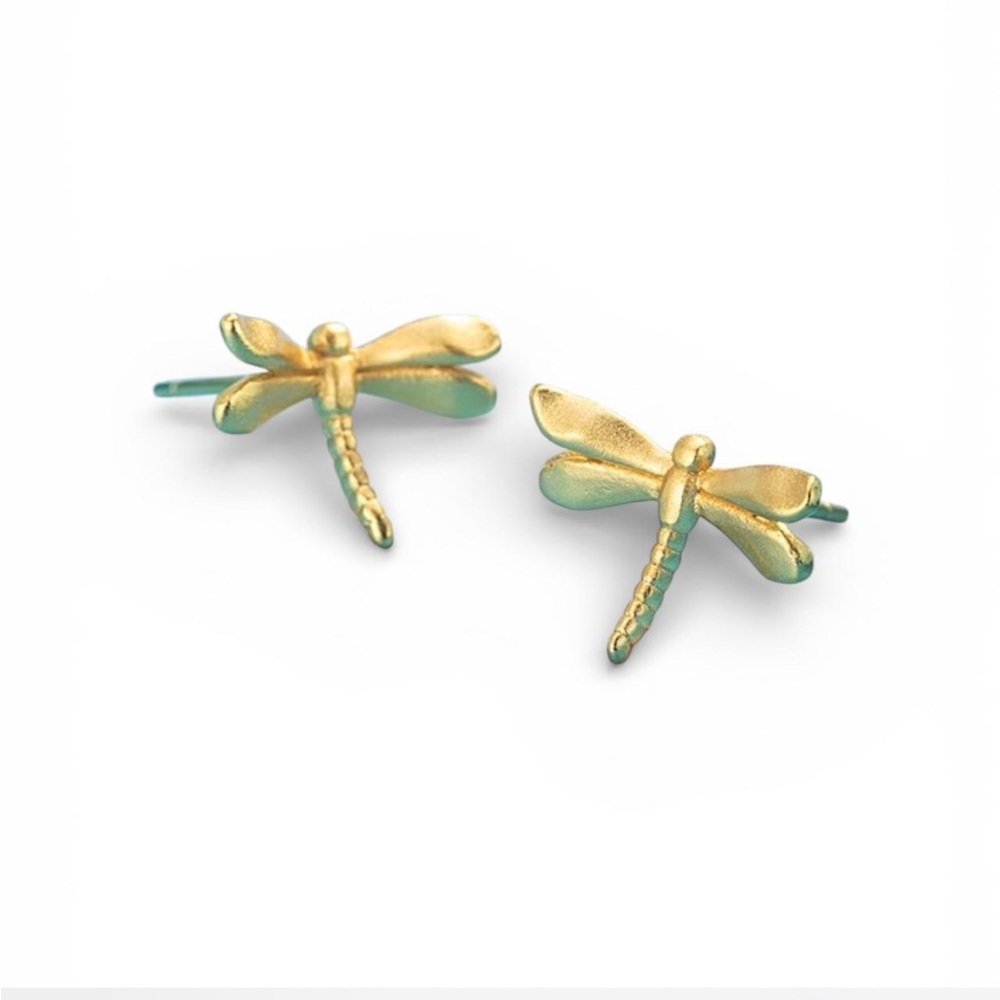 Gold Dragonfly Stud Earrings
